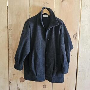Oversized Wool Duffle Coat Size 8 Charcoal Gray 100% Pure Wool Charles Klein